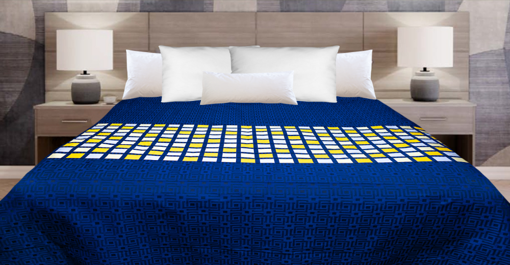 Marigold Stained Glass Coverlet – Navy/Gold Tones