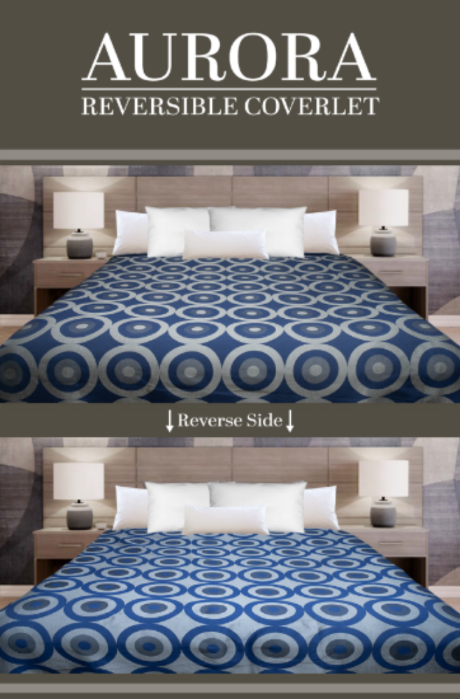 Marigold Aurora Reversible Coverlet – Navy/Grey