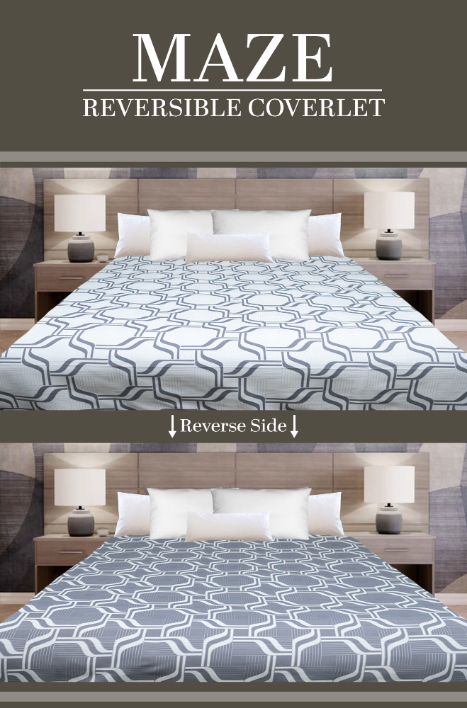 Marigold Maze Reversible Coverlet – White/Grey