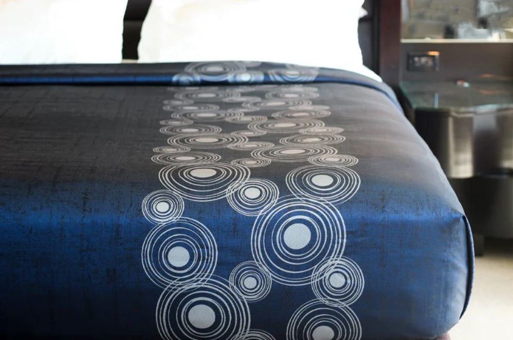 Marigold Top Sheet Curlicue – Navy/Grey