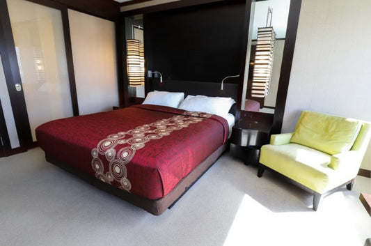 Marigold Top Sheet Curlicue – Cherry Red/Beige