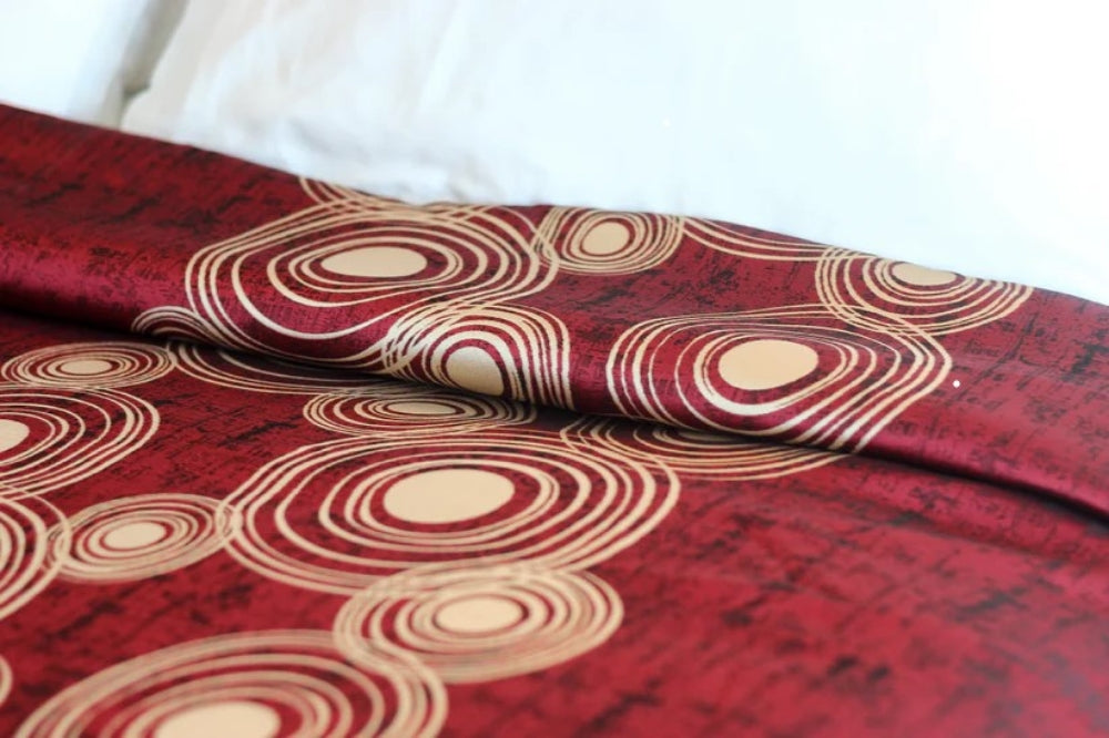 Marigold Top Sheet Curlicue – Cherry Red/Beige