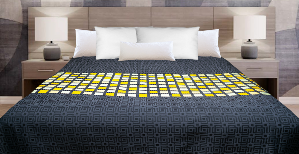 Marigold Stained Glass Coverlet – Grey/Gold Tones