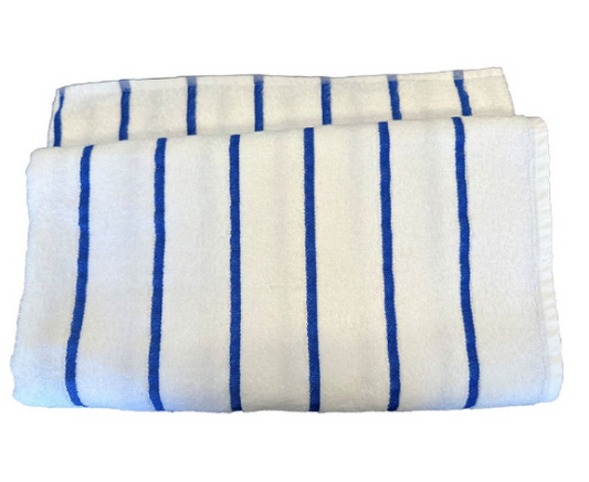 Nautique Stripe Towel - 30x64 Blue & White Horizontal Stripe 90% Cotton/10% Polyester (3 DZ Pack) (36 towels)