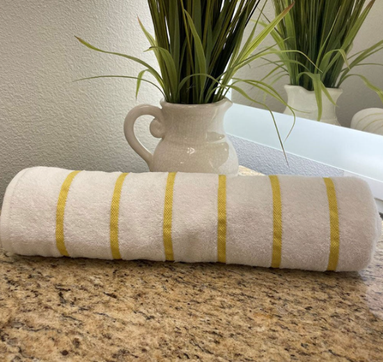 Nautique Stripe Towel - 30x64 Blue & White Horizontal Stripe 90% Cotton/10% Polyester (3 DZ Pack) (36 towels)