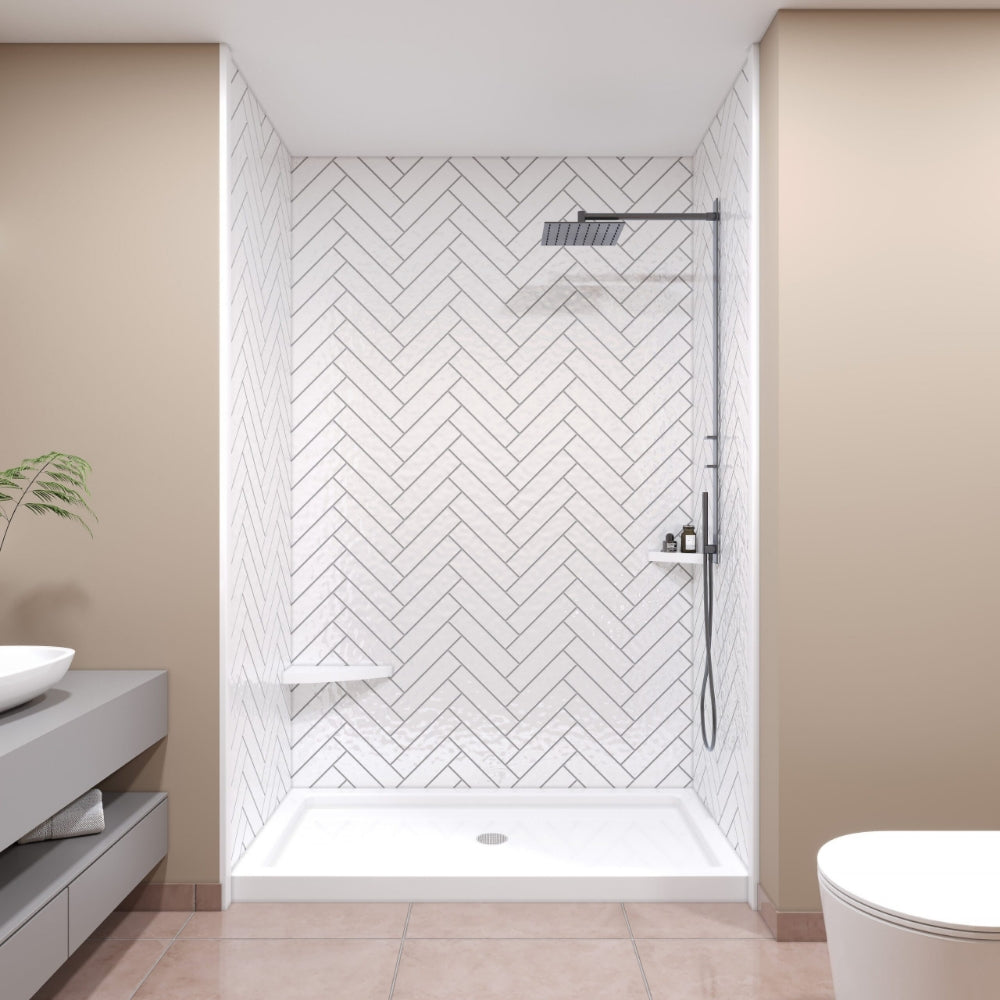 3 X 12 Herringbone GLOSSY FINISH Shower Panels