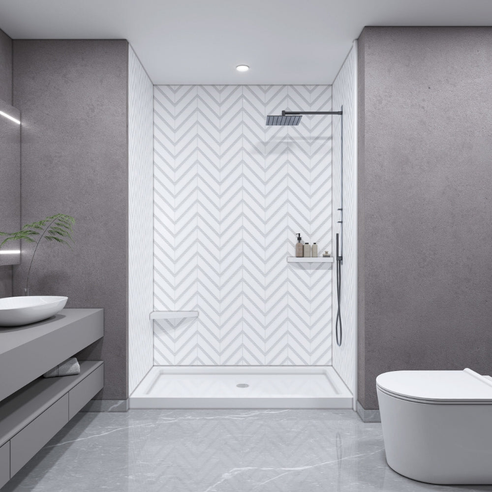 Herringbone Texture Textured Glossy finish Shower Panels