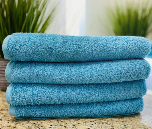 AQUA Blue Beach Towel - 27"x54" | 100% Ringspun Terry | Case of 4 Dozen (48 towels)