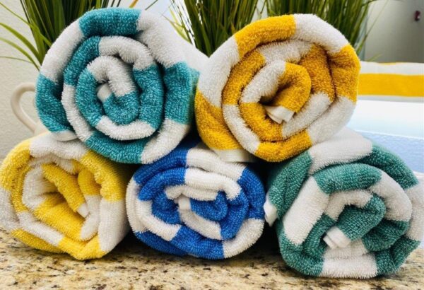 Cabana Pool Towels Collection - 30x70 Color Stripe 2-Ply Ringspun Cotton (2 DZ Pack) (24 towels)