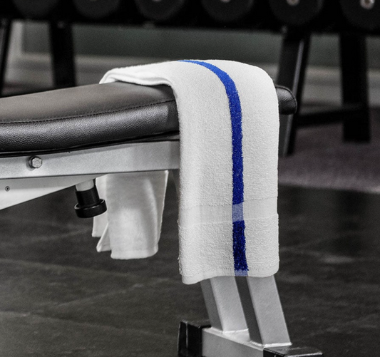 Hand Towel with Blue Center Stripe, 16" x 27", 2.75 lb, Bale of 25 Dozen (600 Towels)