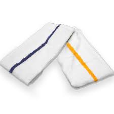 Cleaning Towels & Bar Mops - 17x20 WHITE WITH CENTER STRIPE Cotton (32 oz, 50 DZ Bale)